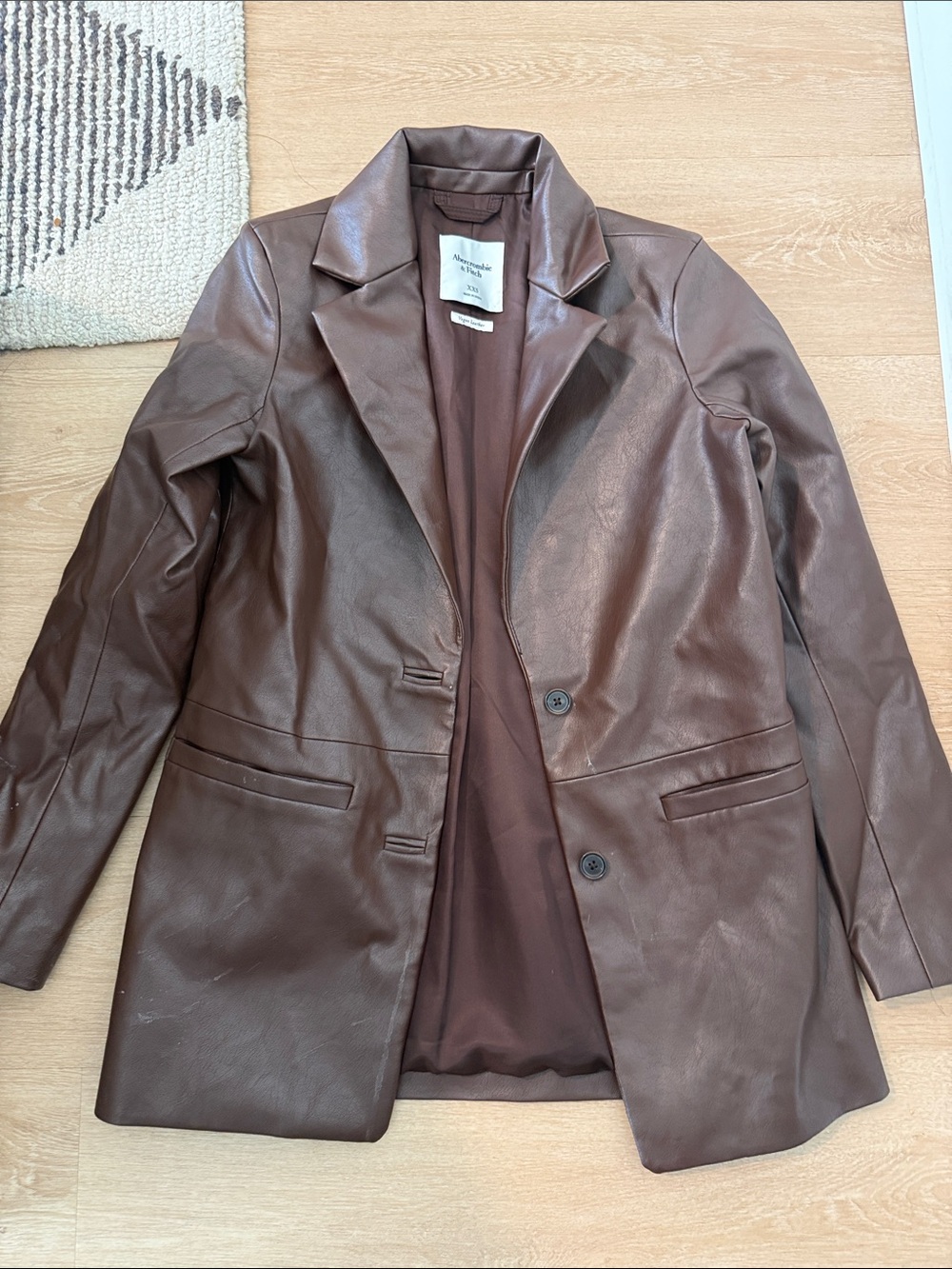 Abercrombie women’s Brown Faux Leather Blazer Jacket